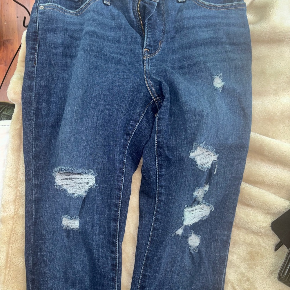 Distressed Blue Jeans